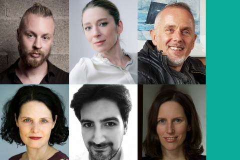 Die Jury und Moderation für die Jurydebatte zum Mülheimer Dramatikpreis 2021 / Grafik: Katharina Krüger