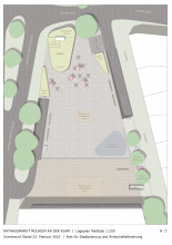 Vorentwurf der Verwaltung zur weiteren Umgestaltung des Rathausmarktes mit Bistroplanung, 2023