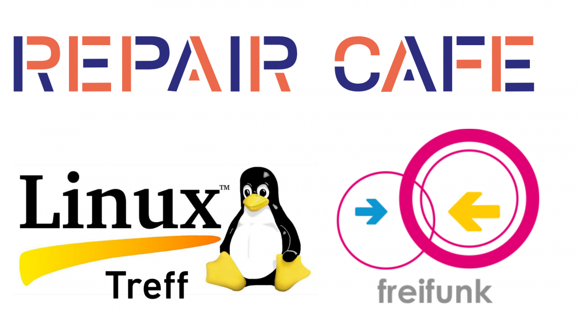 Logos der Veranstaltungen Repair Café, Linux Treff, freifunk