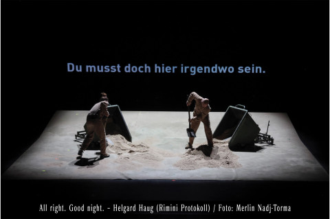 "All right. Good night." von Helgard Haug (Rimini Protokoll). Foto: Merlin Nadj-Torma