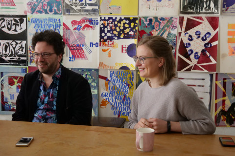 Georg Mellert (Dramaturg) und Marianne Didt (Referentin für Öffentlichkeitsarbeit Schauspiel Leipzig) / Foto: Elisabeth Schmitt